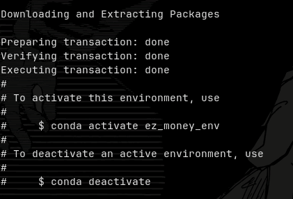 Successful conda environment installation