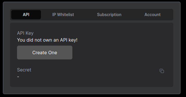 Example of generating a new API Key